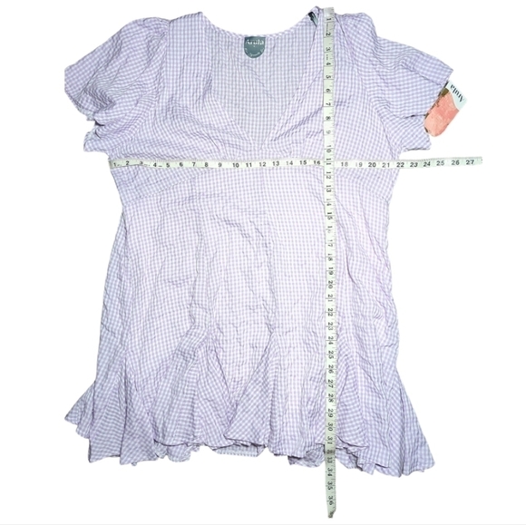 NWT Arula Altar'd State Lilac Gingham Flutter Sleeve Mini Dress Size XL - Picture 5 of 6